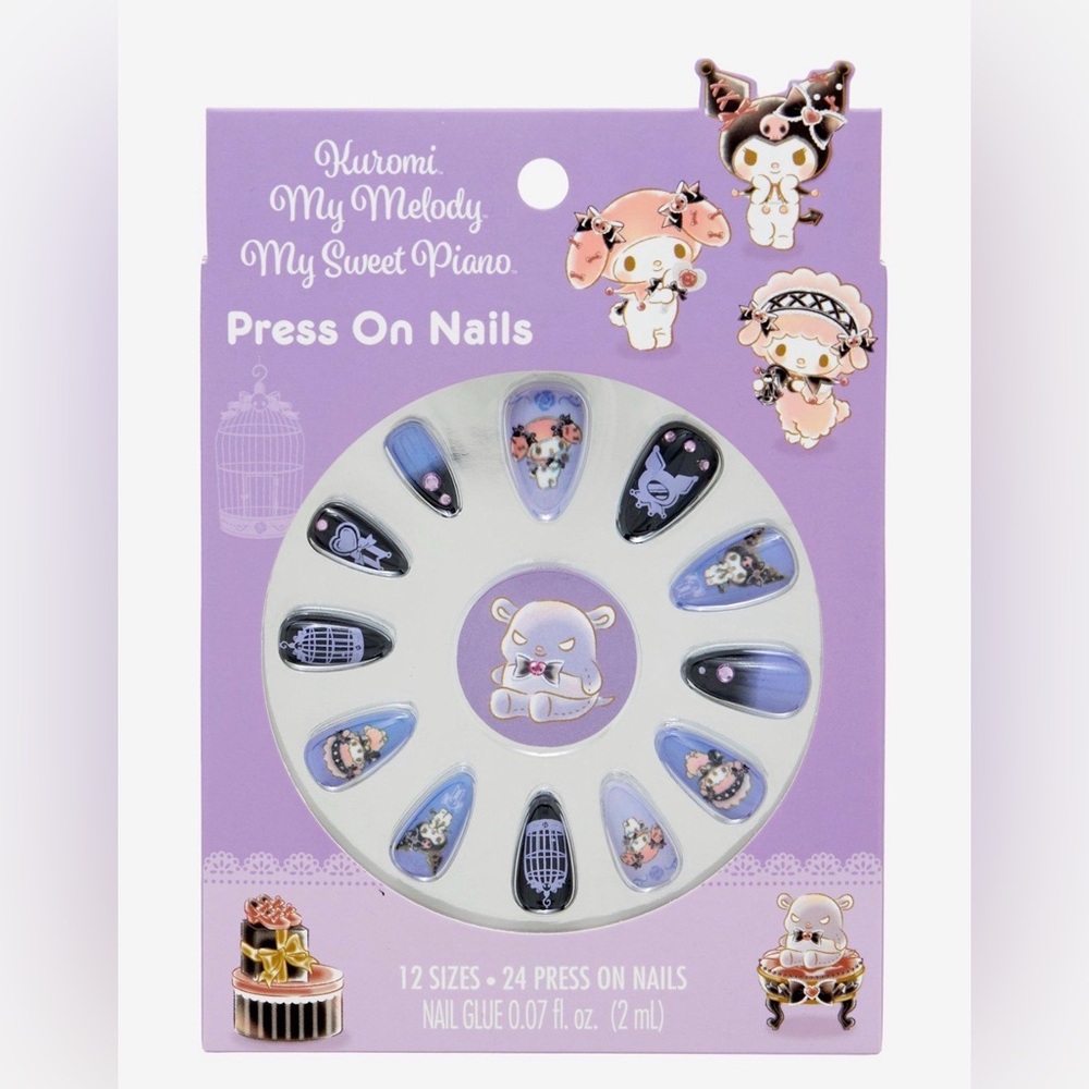 Sanrio Kuromi & My Melody Press On Nails Set- NWT